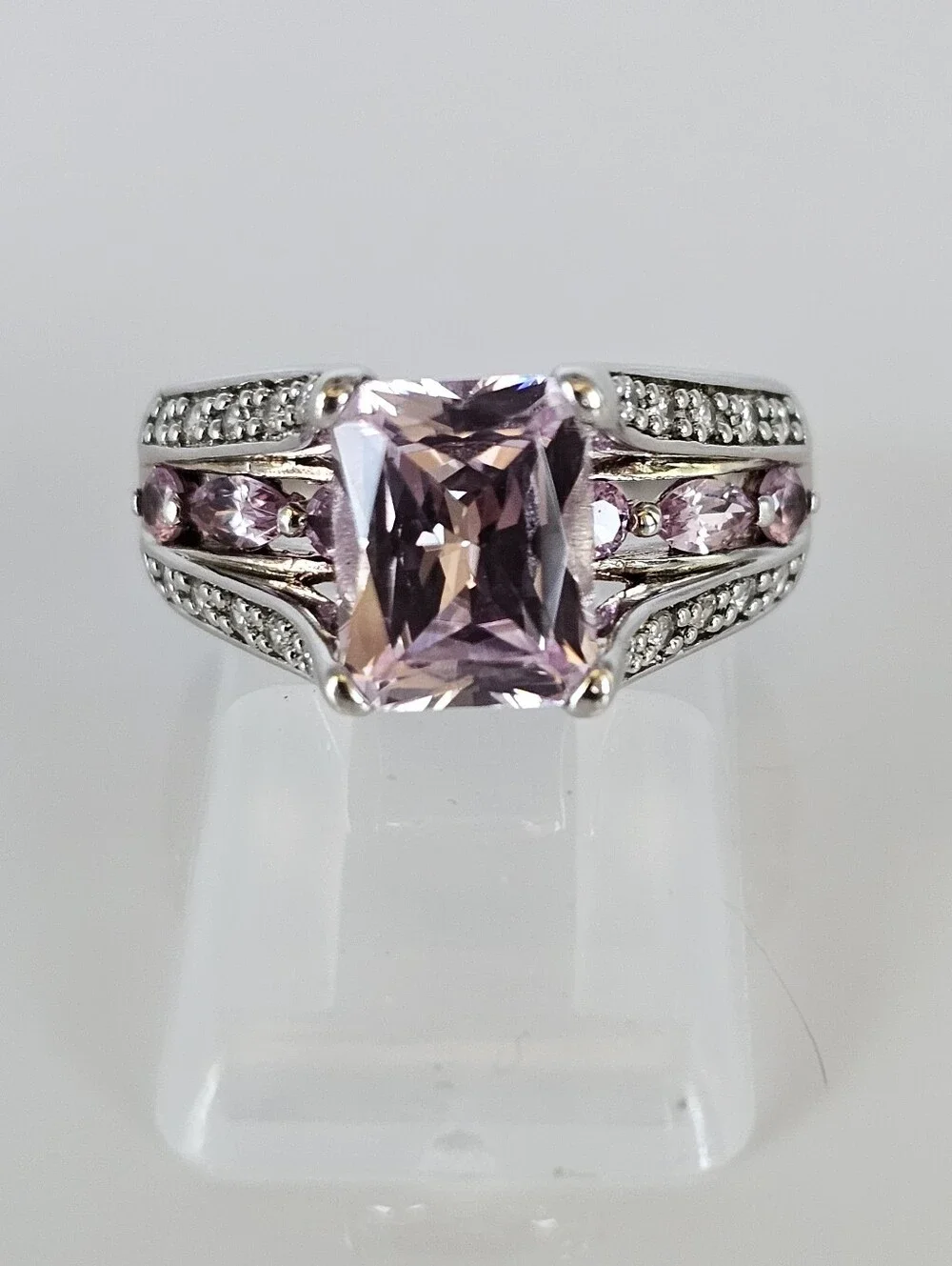 Victoria Wieck Pink Sapphire & Absolute Diamond Simulants Sterling Silver Sz 6!